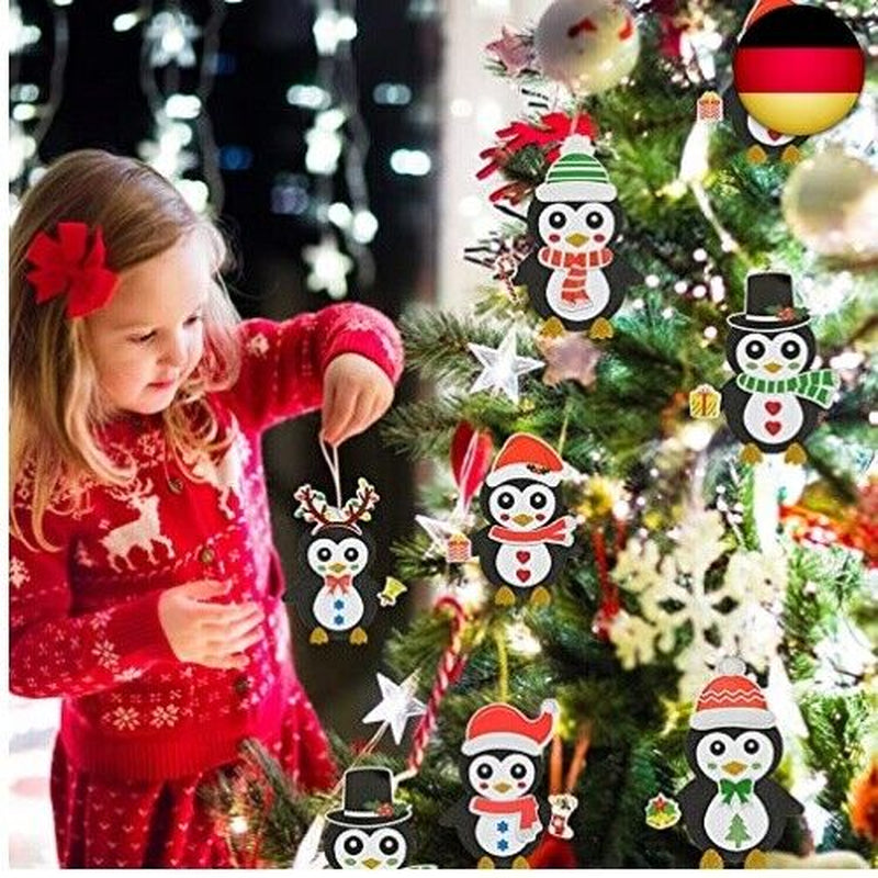 LAMEK 12 Pinguin Bastelsets Kinder Kreative Weihnachtsbast