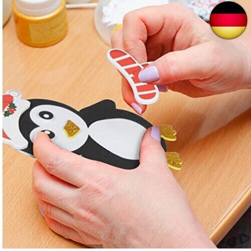 LAMEK 12 Pinguin Bastelsets Kinder Kreative Weihnachtsbast