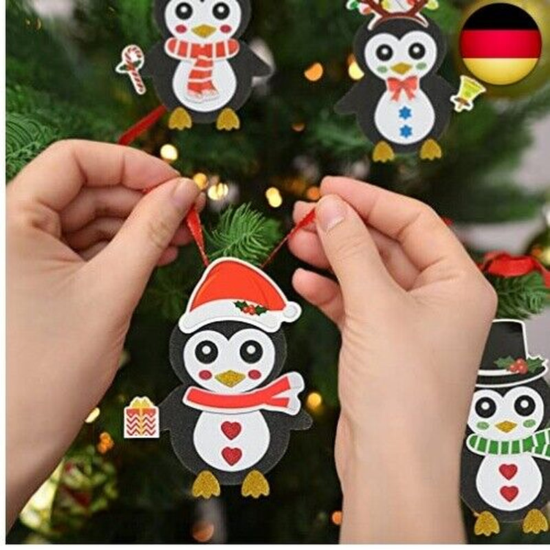 LAMEK 12 Pinguin Bastelsets Kinder Kreative Weihnachtsbast