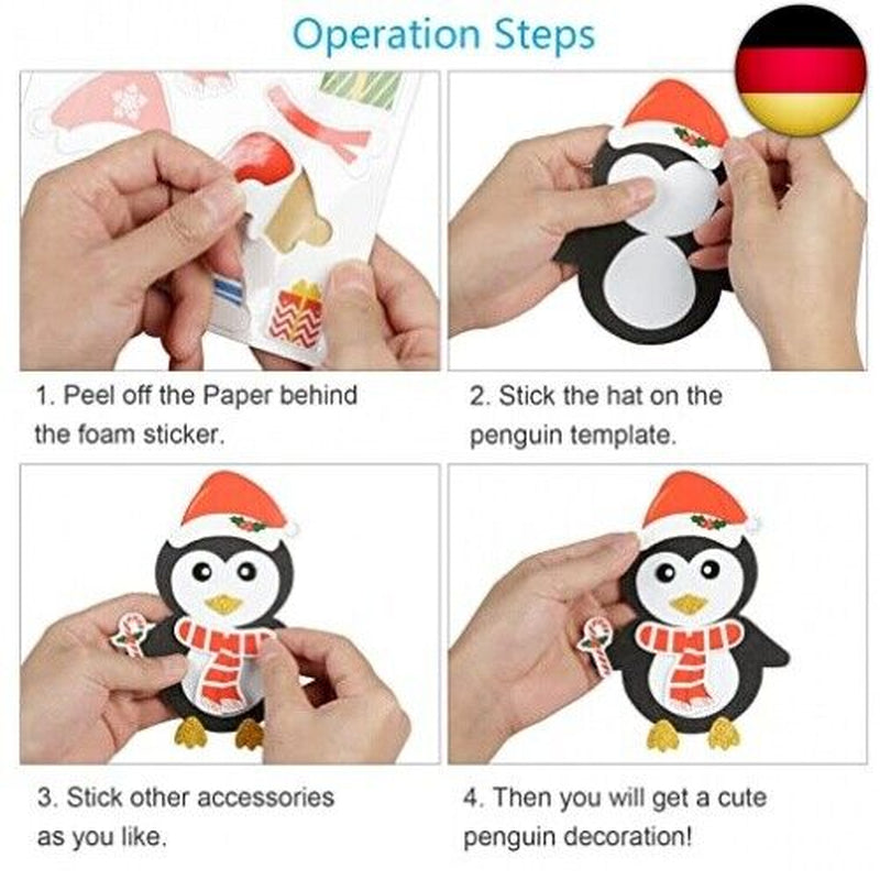 LAMEK 12 Pinguin Bastelsets Kinder Kreative Weihnachtsbast