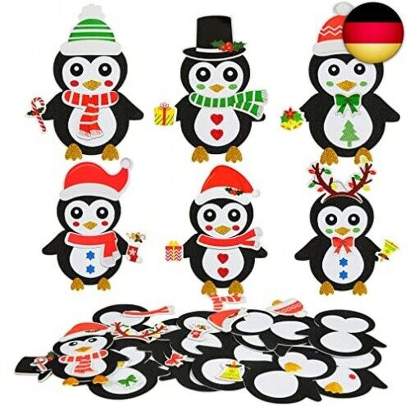 LAMEK 12 Pinguin Bastelsets Kinder Kreative Weihnachtsbast