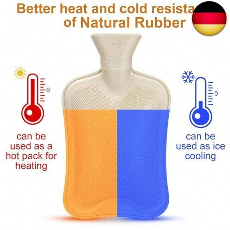 Homealexa Wärmflasche Mit Weichem Bezug 2L, Premium Naturkautschuk