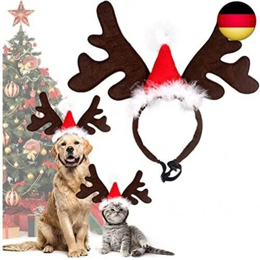 Weihnachten Haustier Stirnband, Hund Katze Rentier Geweih Weihnachtskost